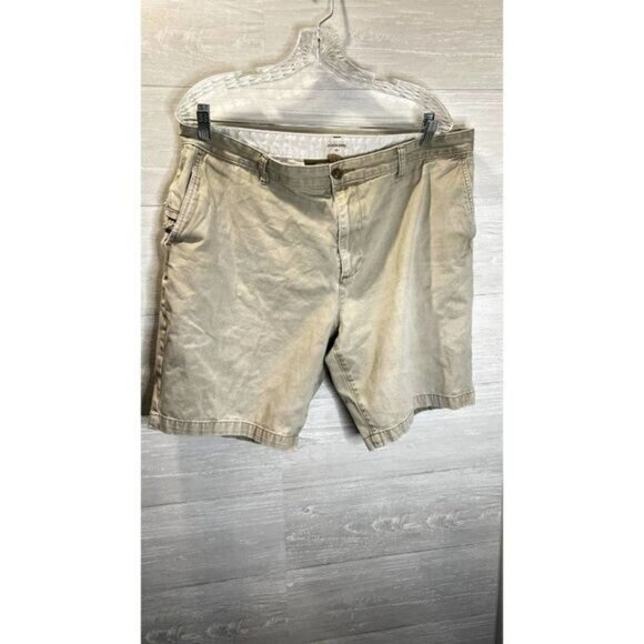 Dockers Mens Beige Casual‎ Cotton Twill Flat-Front Shorts With Button Closure - Picture 1 of 7
